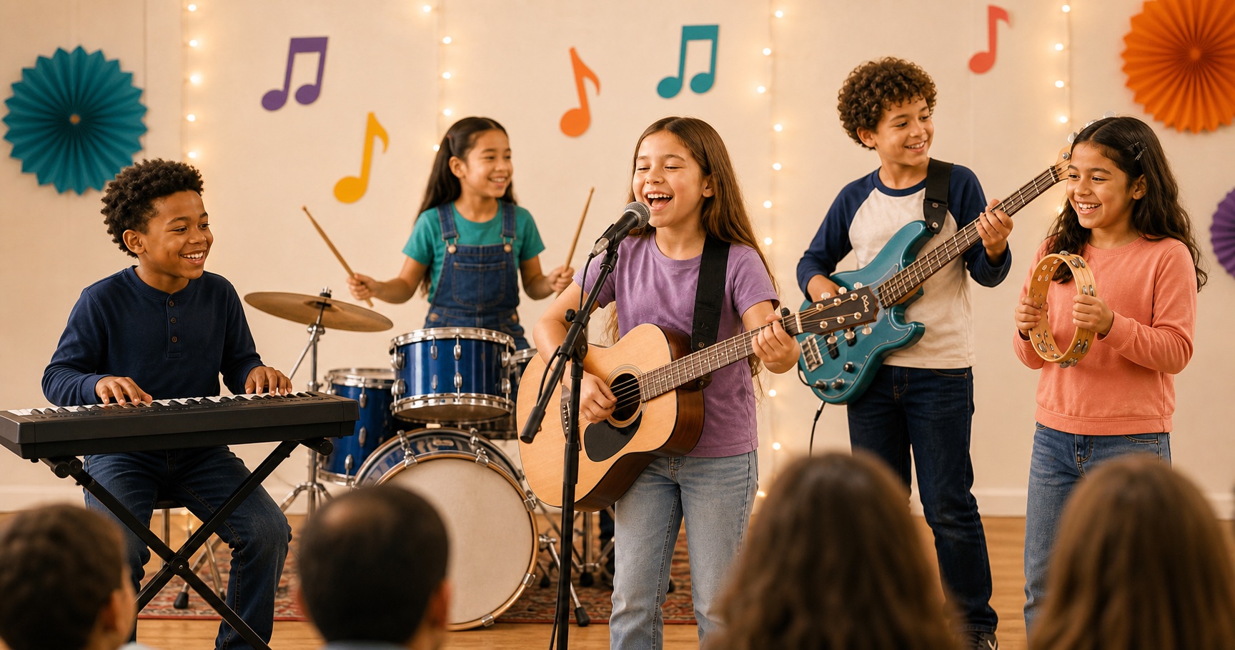 Children performing together for family and friends